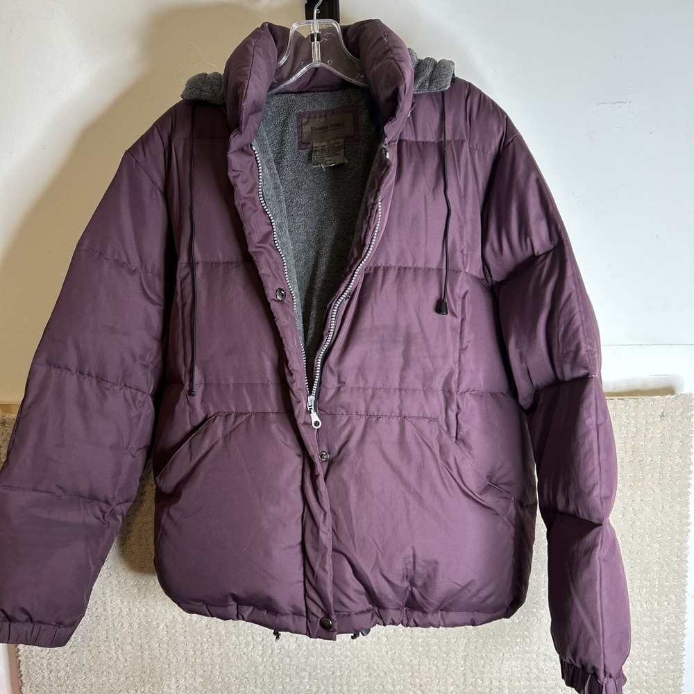 Brandon Thomas Women's Duck Down Filled Puffer Jacket Plum - Size Medium